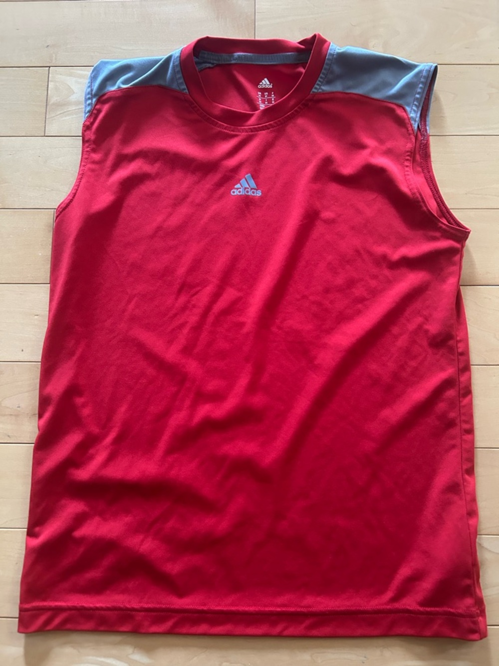 adidas Red Athletic Tank with Gray Trim